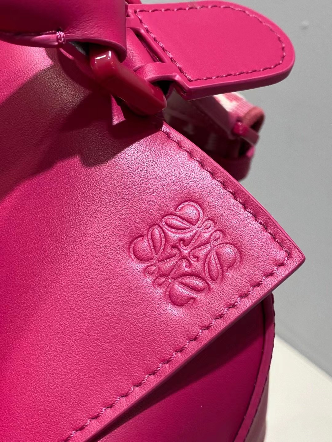 Loewe Small Puzzle Bag in Satin Calfskin Rose Red